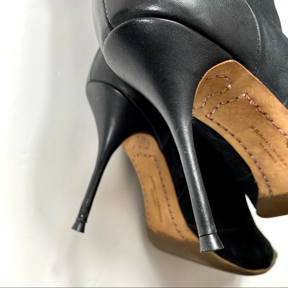 Sophia Webster Hallie Nubuck Leather Over the Knee Heel Boot in Black - Picture 12 of 16